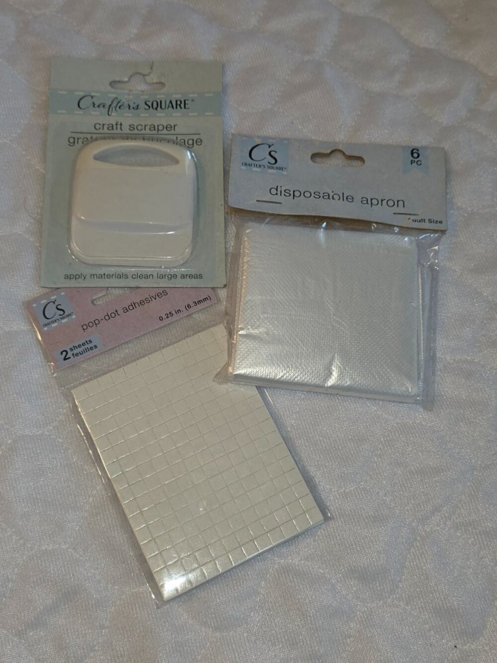 Crafters Square Craft Scraper PopDot Adhesive Dots Disposable Apron Unopen Lot B
